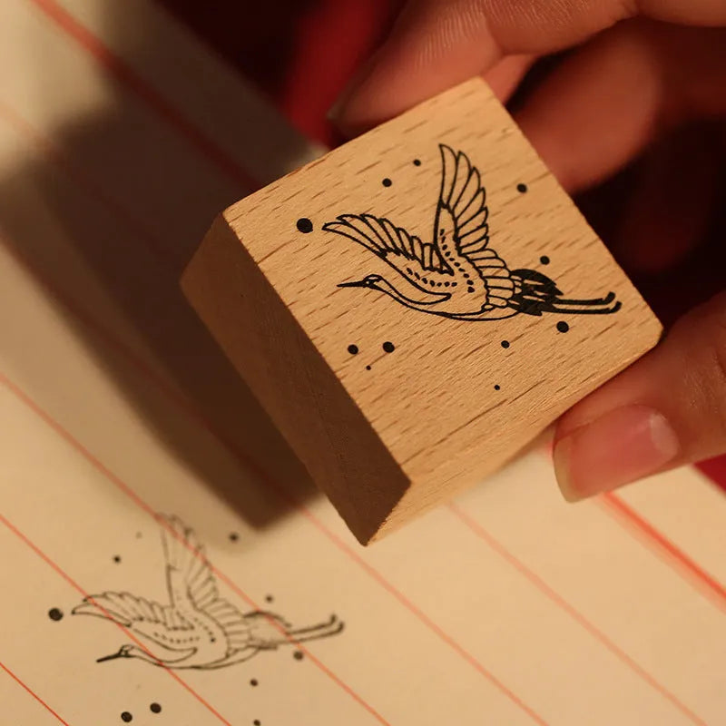 Mr. Paper wooden DIY stamp set with rubber printing surface from the Huahegui series.