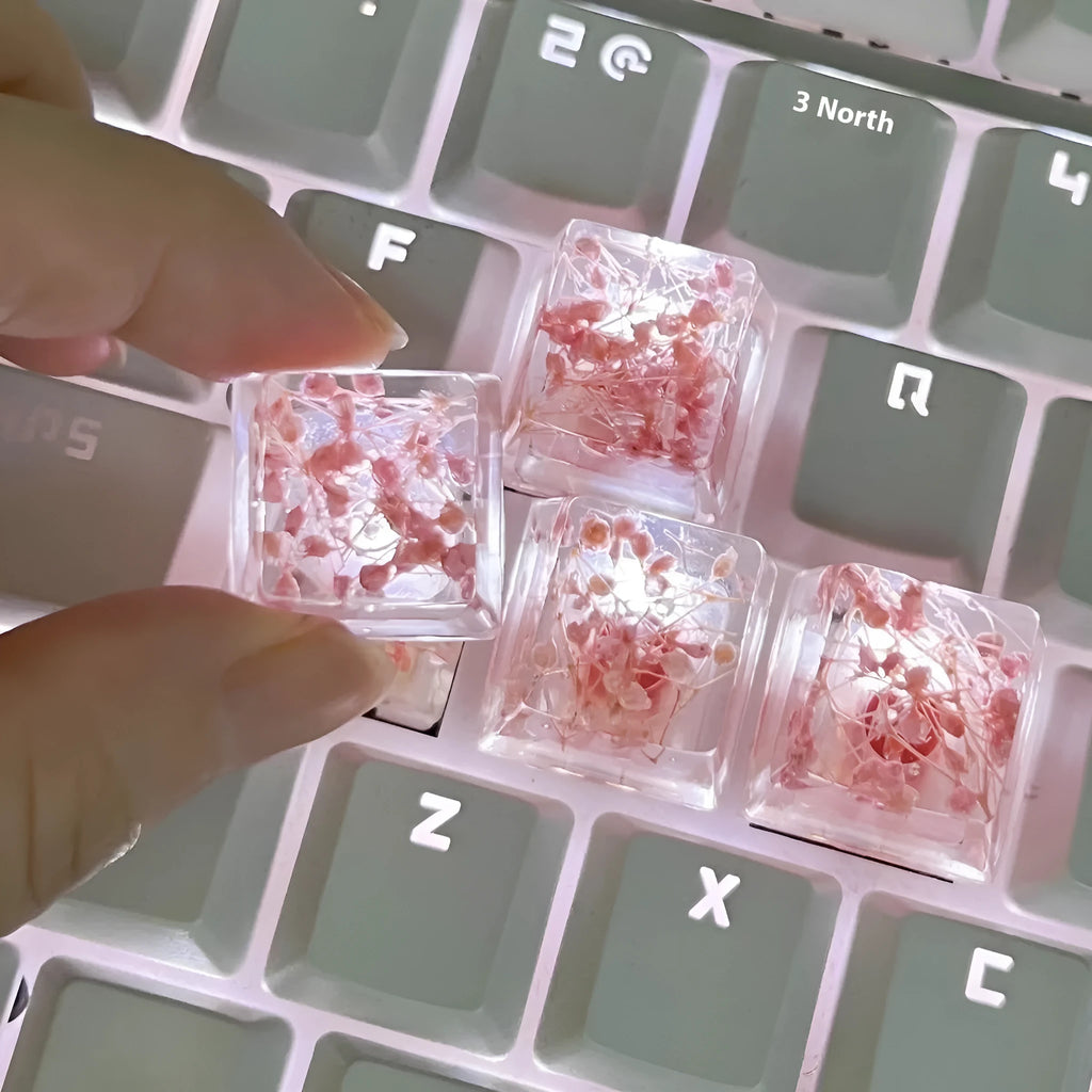 Clear resin starry sky keycap for Cherry MX keyboards in violet colour