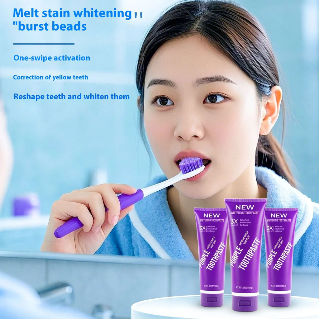 Purple whitening toothpaste in 120g tube for adult stain removal