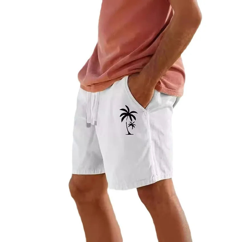Men's cotton blend drawstring shorts in Army Green colour showing straight-leg style
