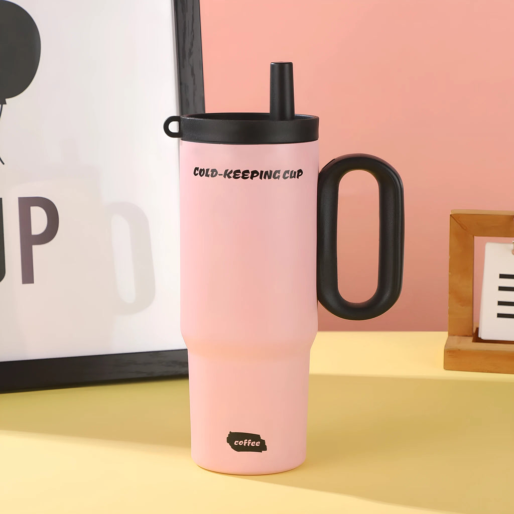 DIY Vitality insulated straw cup with handle in various colours