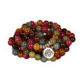 108-bead lotus hanging bracelet with tourmaline-coloured alloy beads on adjustable string