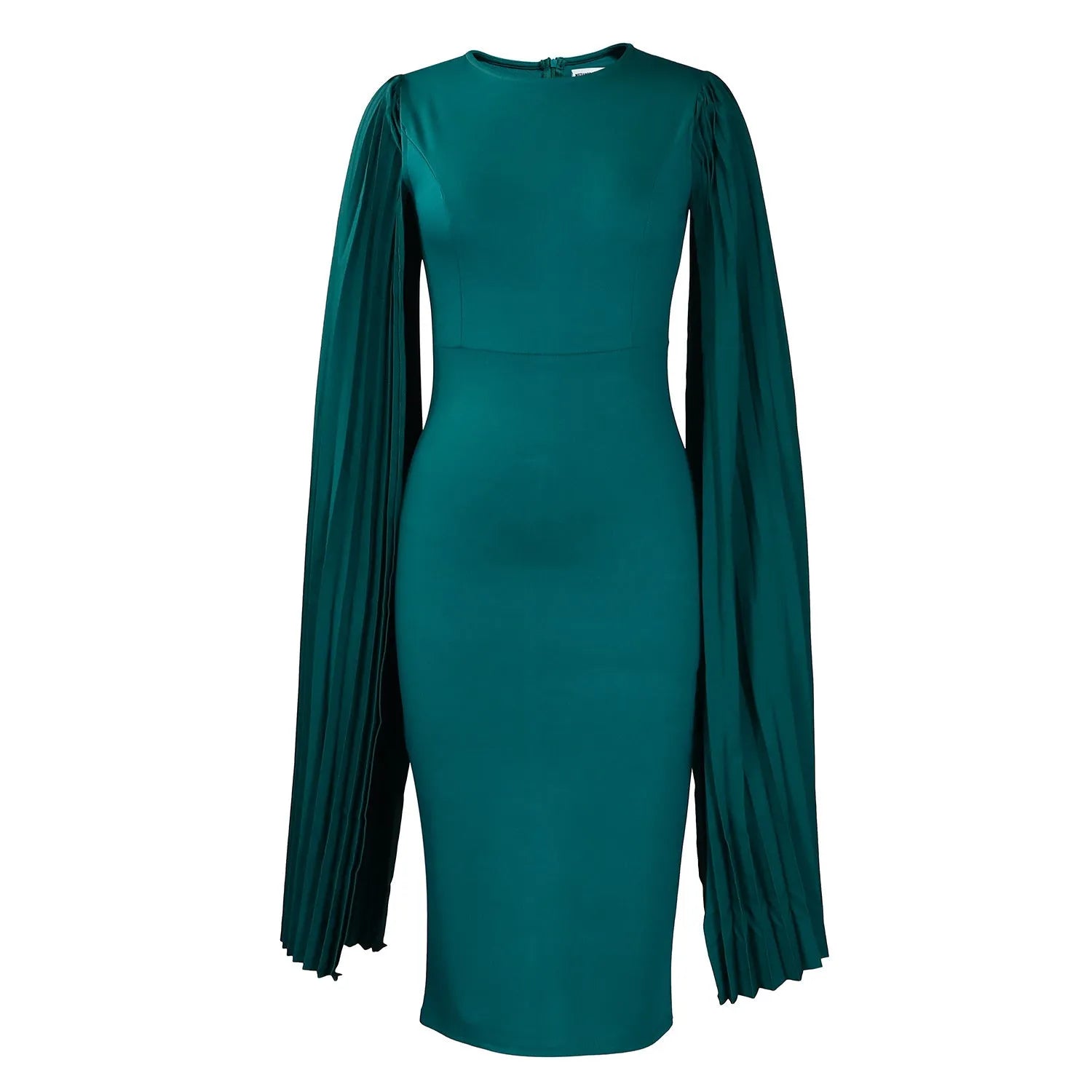 Women's polyester evening gown with pleated shawl and high waist design in various colours