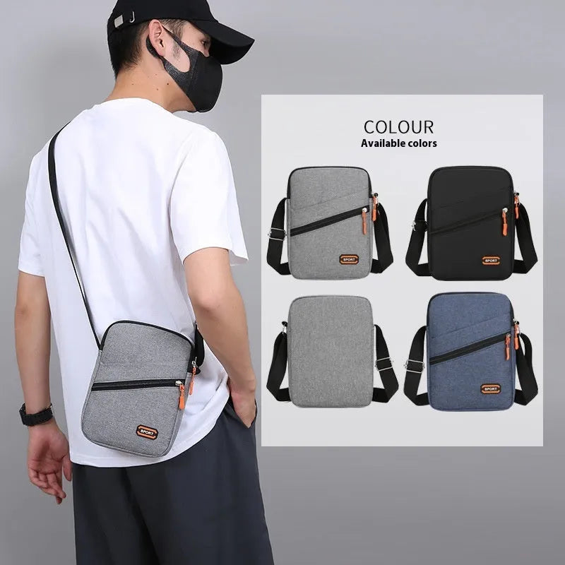 Oxford cloth crossbody commuter bag in solid colour with contrast design