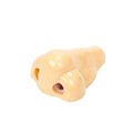 Flesh colour plastic geometry pencil sharpener with big nostril design on a white background.