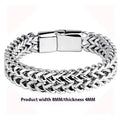 Silver titanium steel men's bracelet with geometric pattern on front and back surfaces