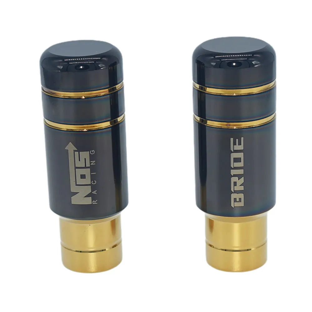 Roasted blue stainless steel automotive gear shift head with aluminium alloy components and installation sleeves