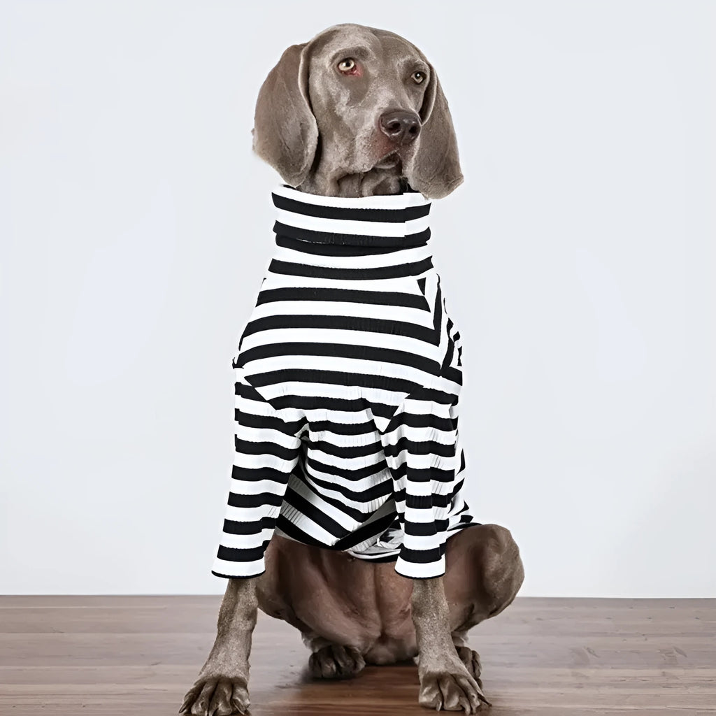 Black and white thin polyester vest for large dogs as inner layer clothing