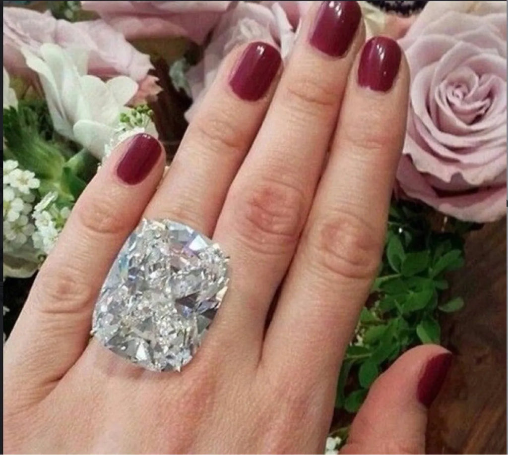 White gold plated alloy ring with square inlaid geometric design for women in size 6 to 10