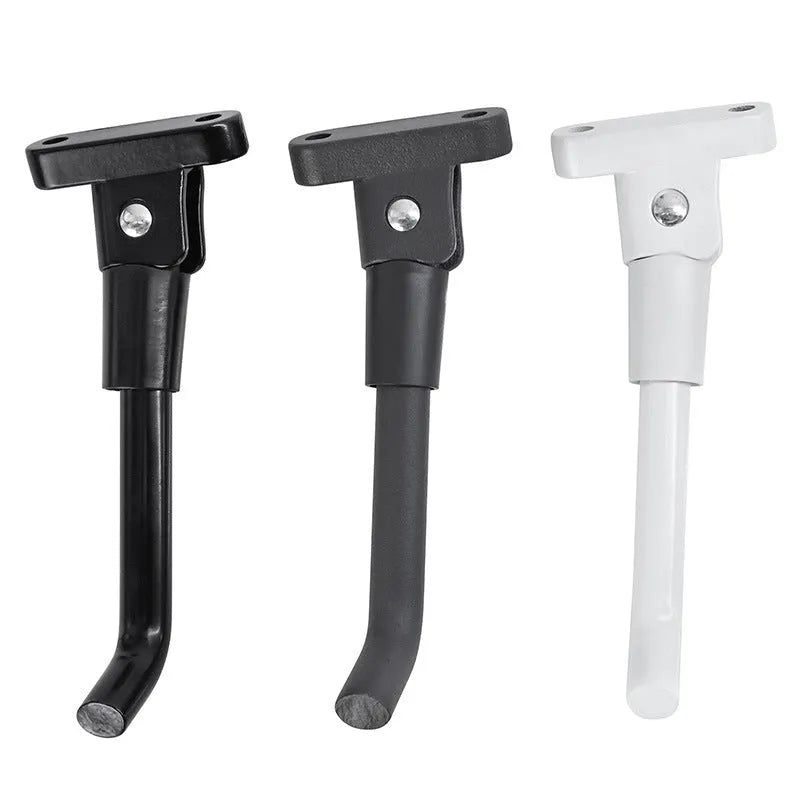 Aluminium alloy electric scooter foot brace accessory in black white grey colours with mounting hardware
