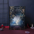 Blue A5 hardcover luminous notebook with retro night elves illustrations open to show full-colour interior pages