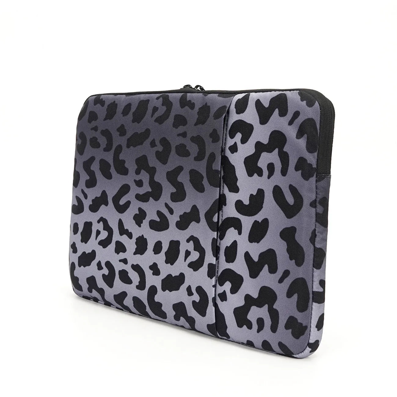 Leopard print laptop sleeve for 13-inch and 15.6-inch computers with waterproof anti-shock protection.