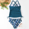 Women's black high-waisted slimming nylon swimwear set for swimming