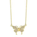 Women's gold and silver titanium steel clavicle chain with magnetic butterfly pendant on twisted chain.
