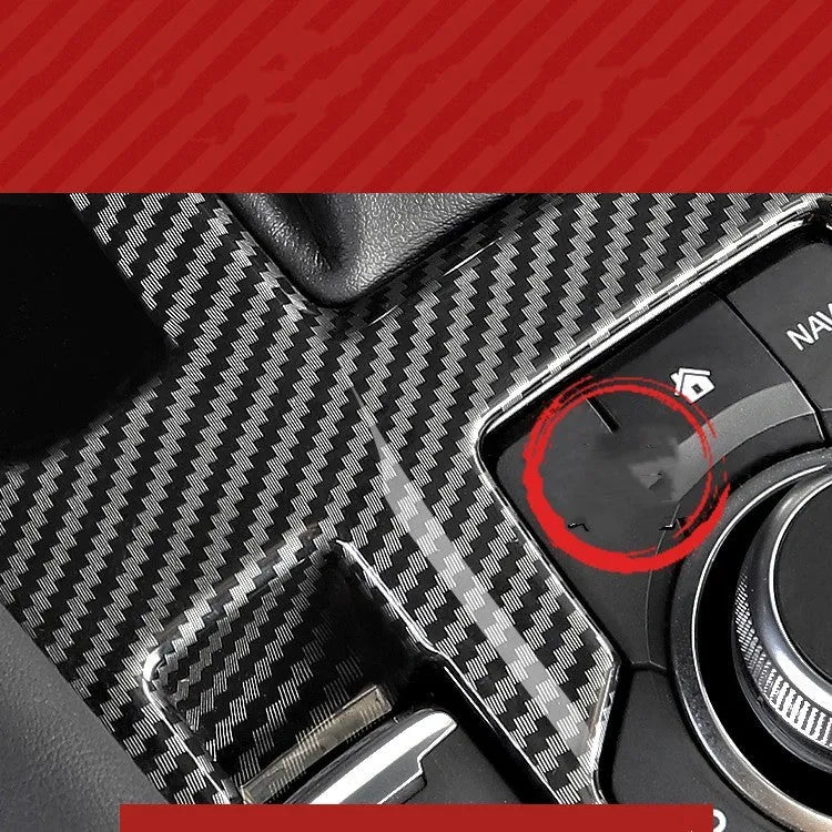 Black carbon fibre pattern ABS plastic steering wheel trim frames, left and right pair with adhesive backing