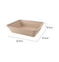 A brown disposable cat litter box showing its three available size options.
