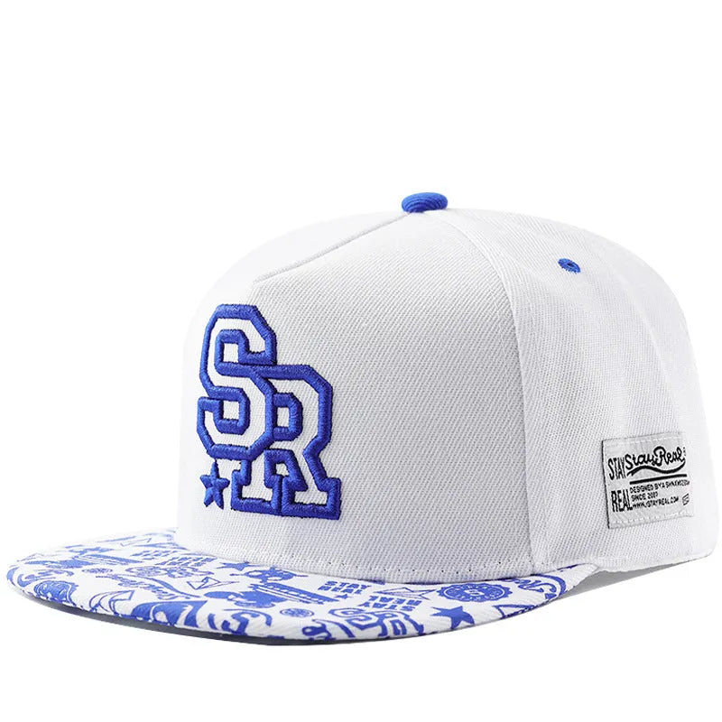 Cotton baseball cap with embroidered letters in black colour showing dome crown shape