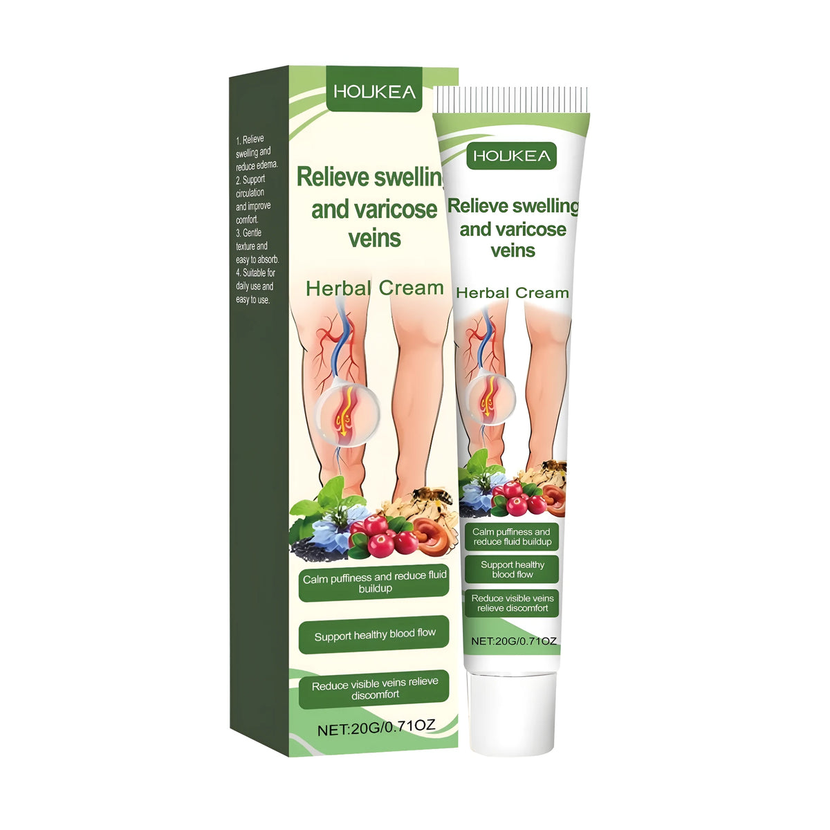 20g leg relief cream tube with tea tree oil, mint leaves, and allantoin for leg massage