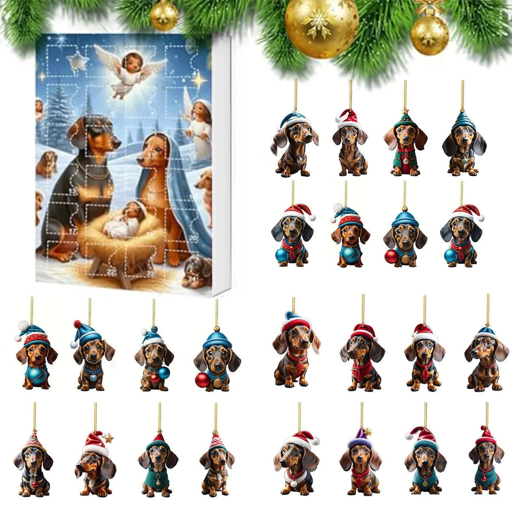 Acrylic Christmas countdown pet pendant decoration in one of 13 colour options, supplied as a single festive home ornament.