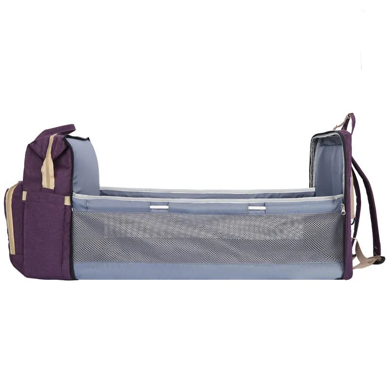 Portable folding mummy bag with USB interface and curved shoulder strap in multiple colour options