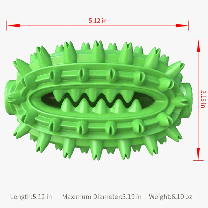 Green cactus-shaped dog chew toy with textured bumps for dental cleaning