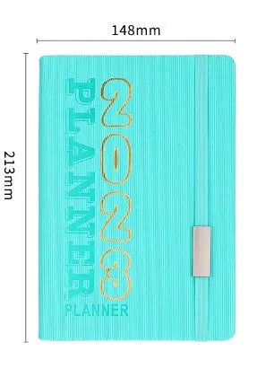 Wire-o bound student almanac calendar with imitation leather cover, open to show dated pages and 80g Daolin paper.