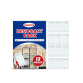 Pack of 12 white anti-odor desiccant pieces for household moisture absorption.