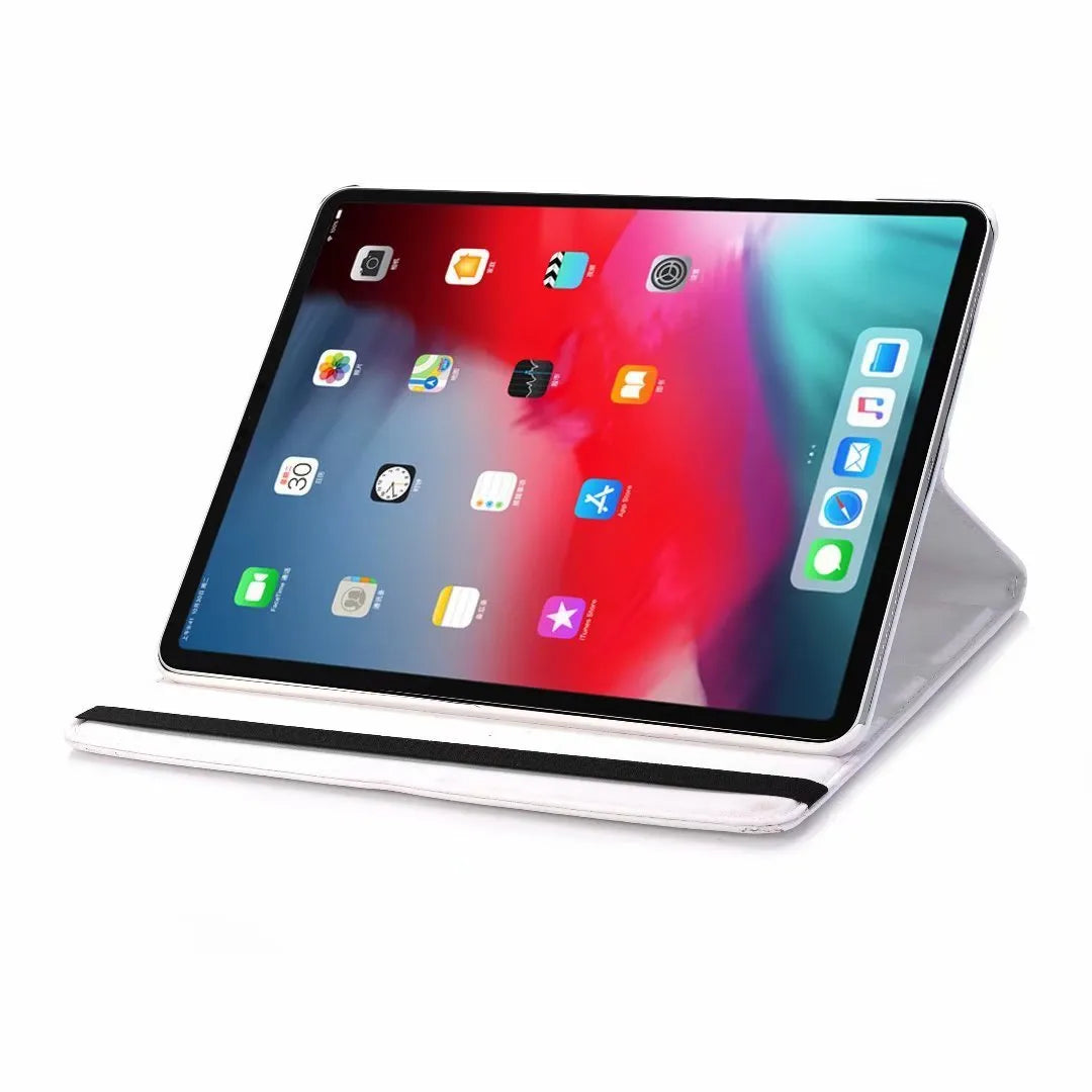 iPad protective sleeve case in imitation leather with rotating clamshell design for multiple iPad models