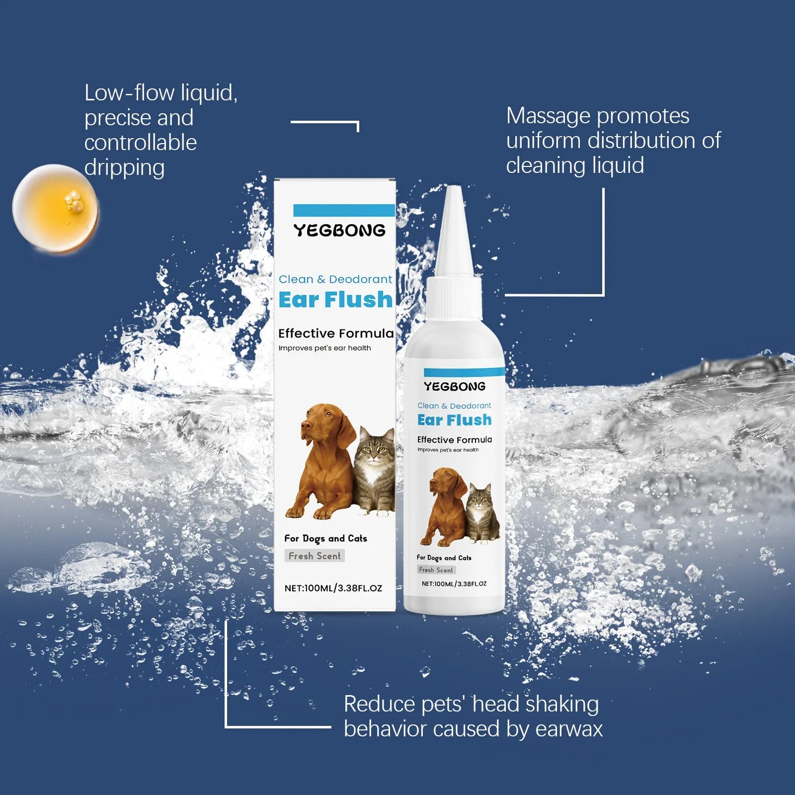 100ml bottle of gentle ear cleaner for cats and dogs
