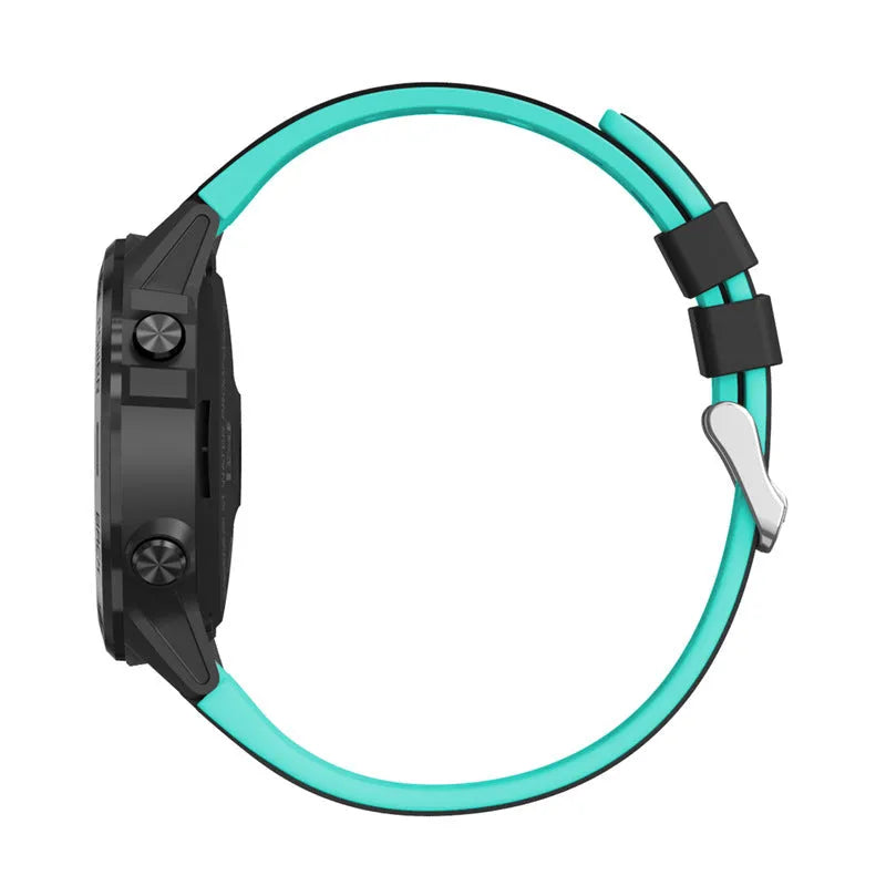 Outdoor sports smart watch with 1.3-inch touchscreen on a silicone wristband in blue colour.