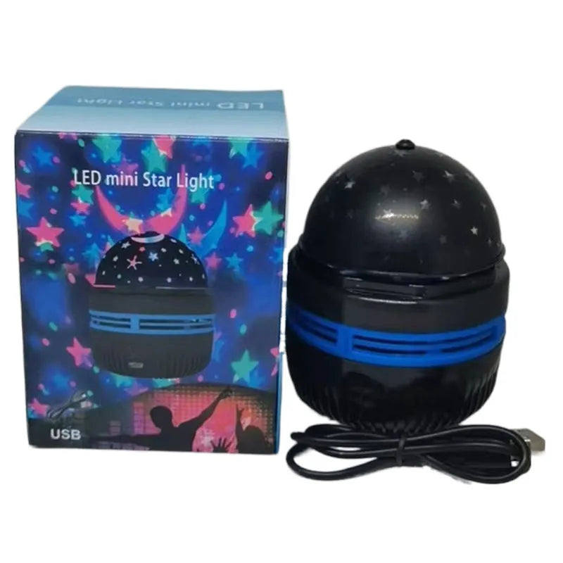 Mini cube crystal magic ball USB projection light showing starry sky and aurora water pattern effects.