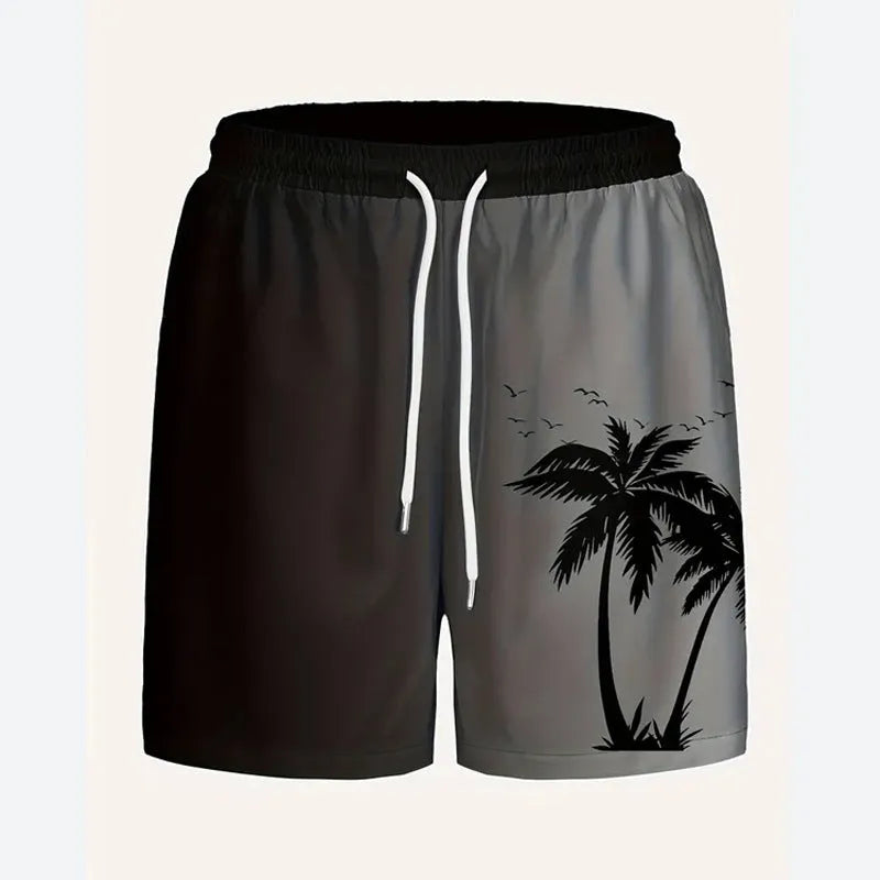 Men's loose fit summer beach pants in polyester fabric showing sports style design