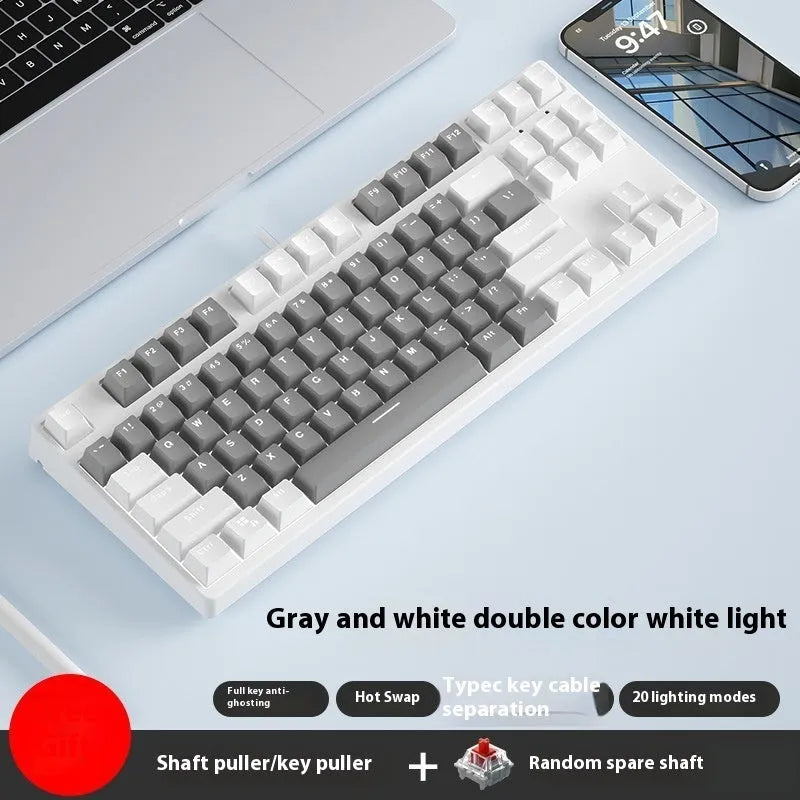 87-key wired mechanical keyboard with two-tone keycaps in orange and yellow colour combination