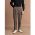 Men's straight-leg business casual trousers in polyester fabric with draped cut