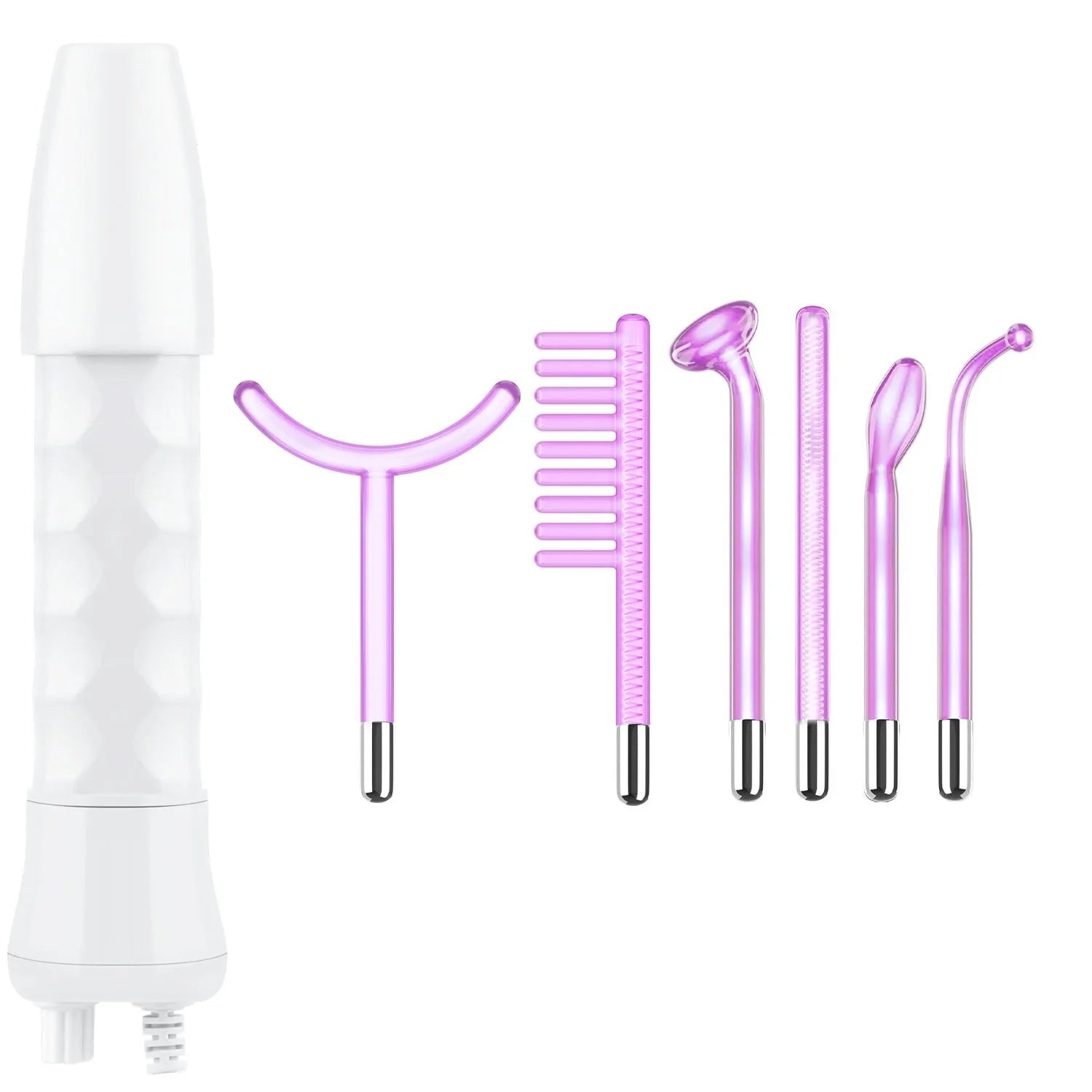 Purple professional electrotherapy rod beauty instrument with six accessory heads for commercial skincare treatments