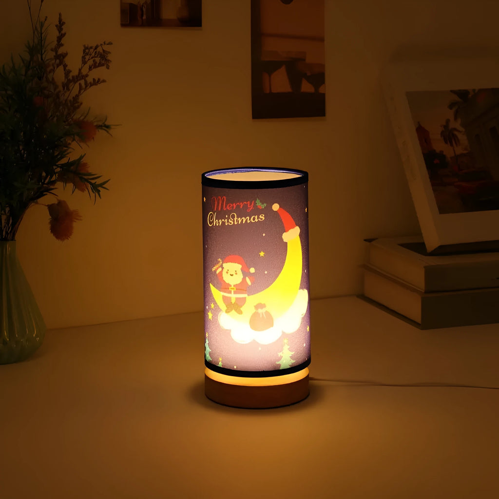 Moon Santa Claus LED night light with USB plug and bamboo holder