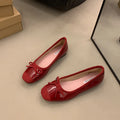 Wanwan style retro ballet flats with square toe and decorative bow in four colour options