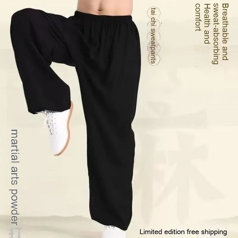 Children's black martial arts practice trousers with high elasticity for Sanda training