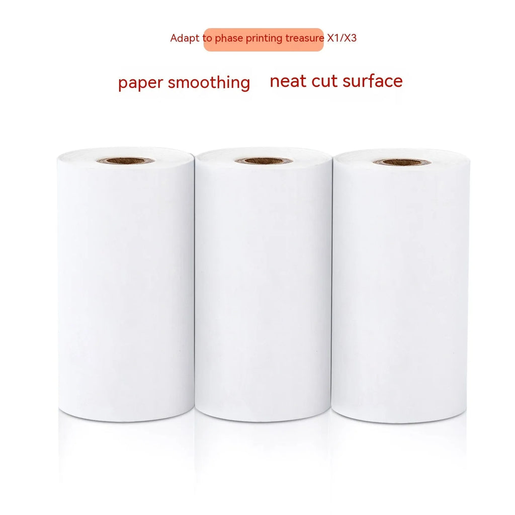 Three rolls of 57mm by 30mm thermal label paper in packaging