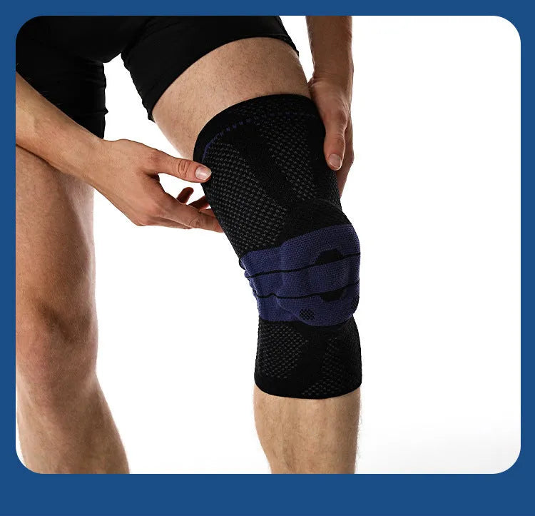 Adult basketball knee pads in black and blue or grey and blue colours