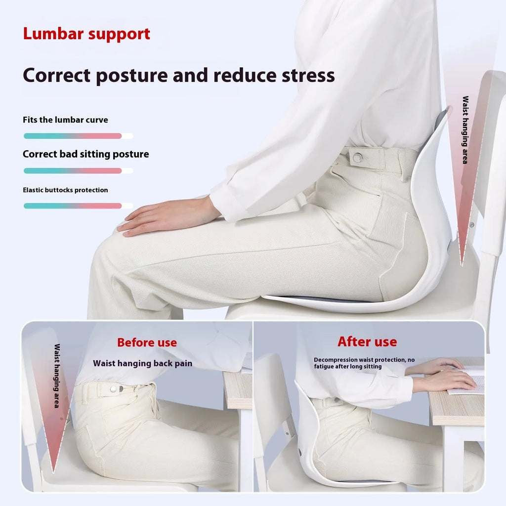 Grey and black waist support seat cushion with lumbar pillow for long sitting comfort
