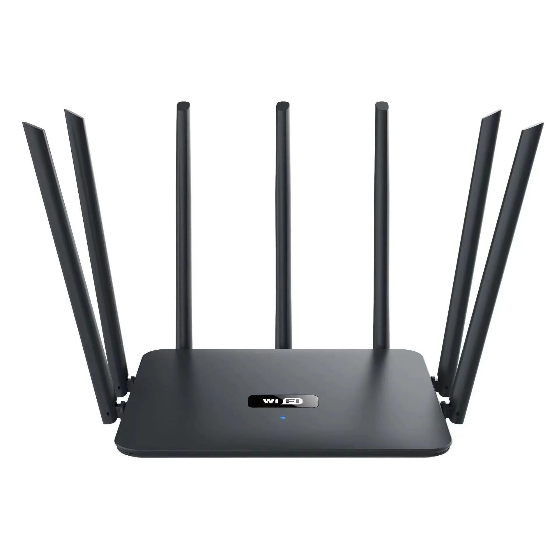 Dual-band 5G Gigabit router in white or black with multiple antennas for through-wall home Wi-Fi coverage