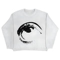 Punk hip hop style organic cotton pullover sweater in Eyes colour showing streetwear aesthetic