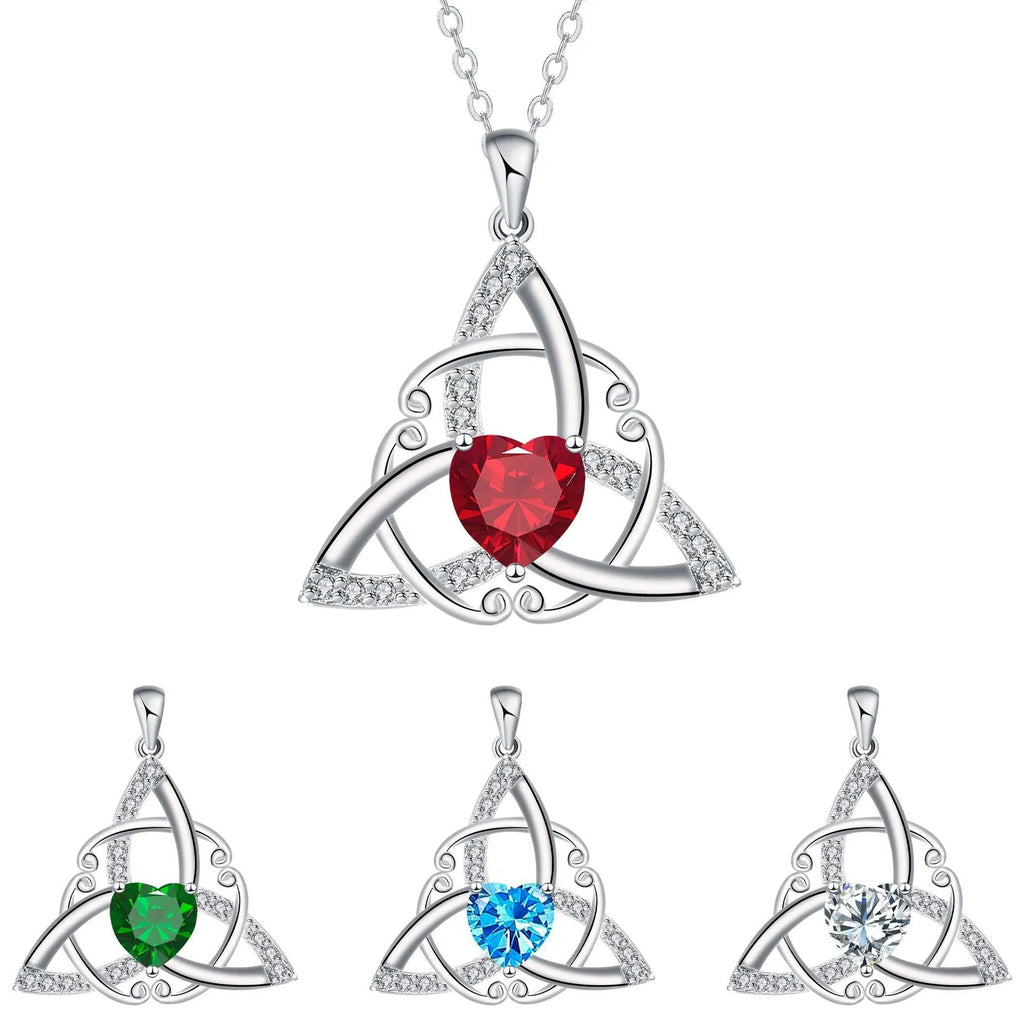 Copper Celtic knot necklace for women with geometric design in four colour options