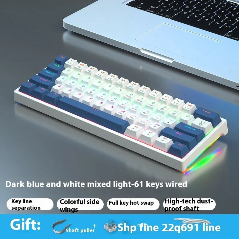 61-key compact mechanical keyboard with hot-swappable sockets and multiple switch options