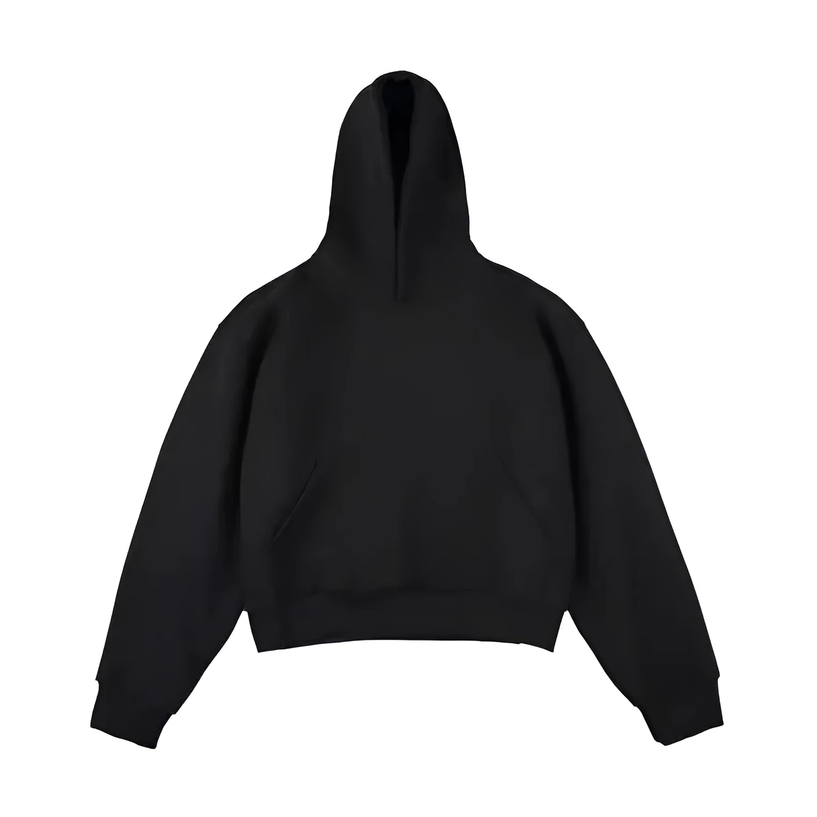 Man wearing a dark grey Chinese cotton composite hooded sweater with the hood removed.