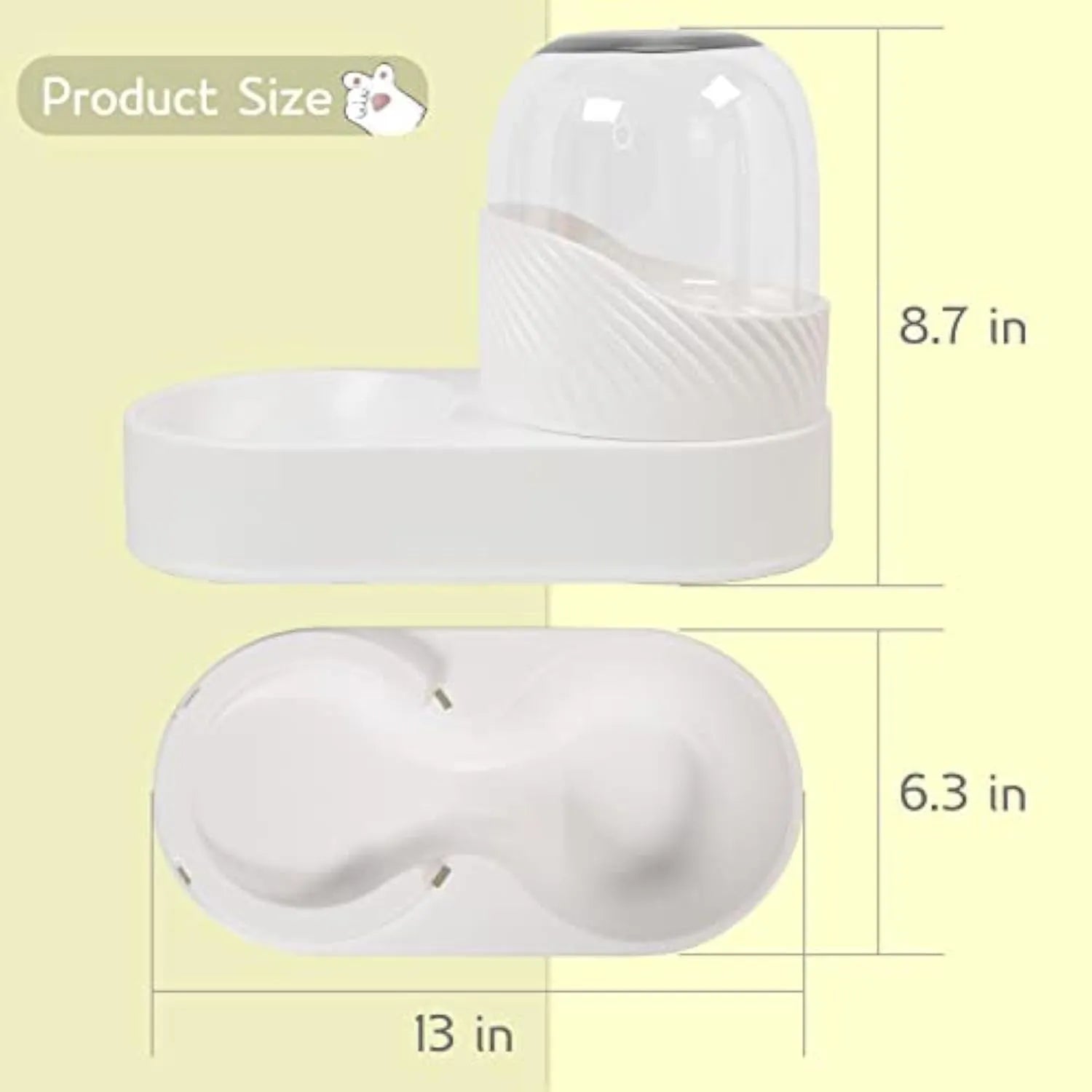 White automatic gravity cat feeder and water dispenser set with wave-shaped design.