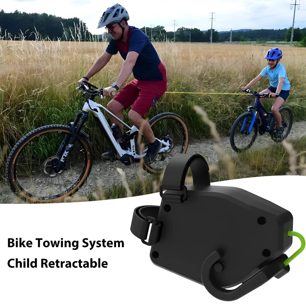 Black plastic and resin bicycle trailer rope for connecting child trailers to adult bikes