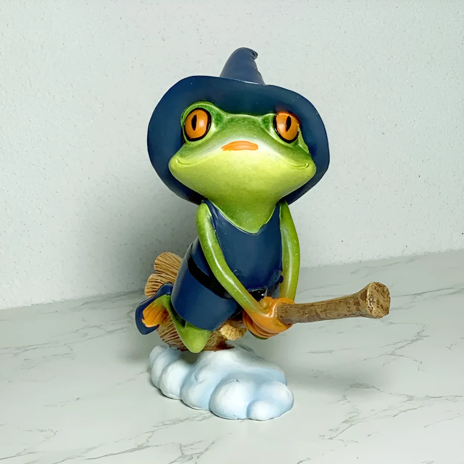 European style Magic Yoga Frog ornament in RDW123 colour on a shelf