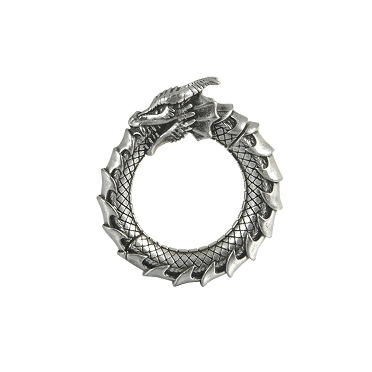 Antique silver dragon shape stainless steel earrings with hollow out geometry design